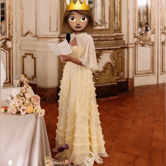 Needle & Thread VIOLET SHIMMER STRAPLESS GOWN and CAPE! US 6, Yellow, worn once - Picture 2 of 14